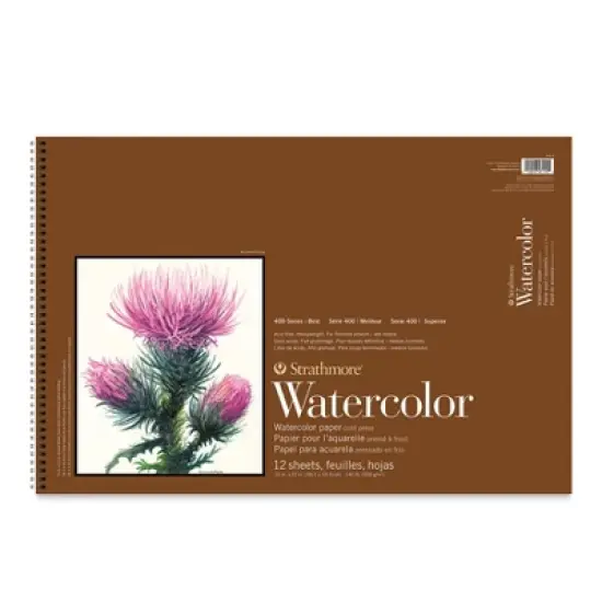 Strathmore 400 Series Watercolor Paper Pad, Cold Pressed, Top Wire Binding, 12 Sheet, 15x22 inch, 1 Count image {1}