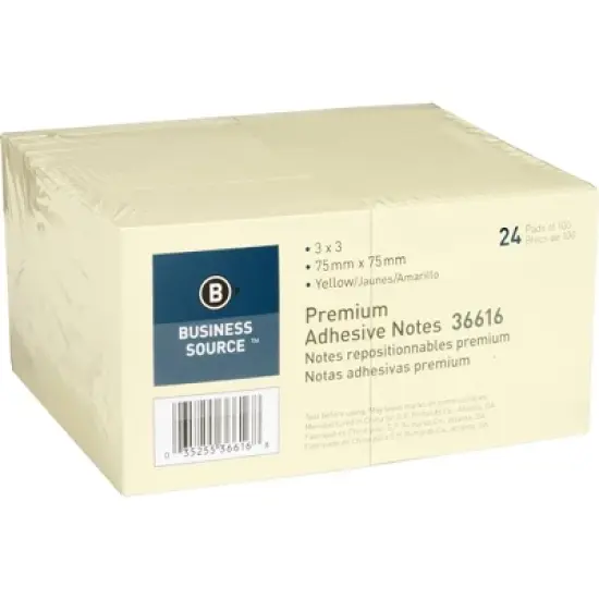 Business Source Yellow Repostionable Adhesive Notes image {4}