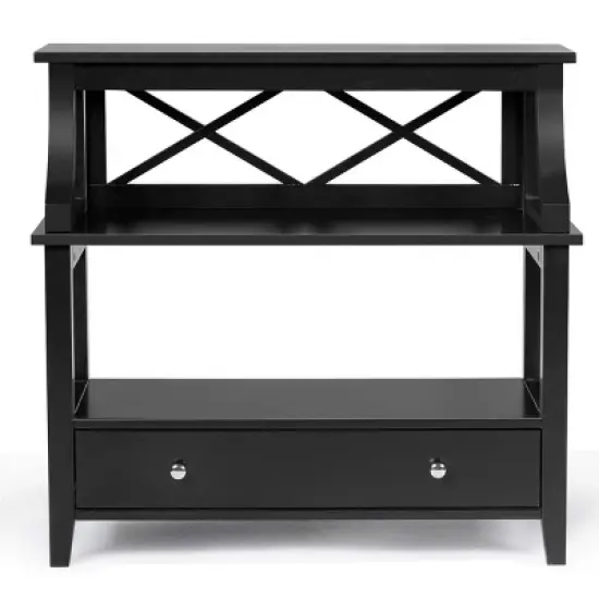 Tangkula 3-Tier End Table Storage Shelf Chair Multipurpose Side Table w/ Drawer image {4}