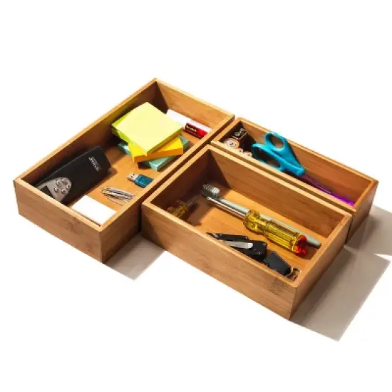 Seville Classics 10-Piece Natural Bamboo Storage Organizer Box Set image {6}