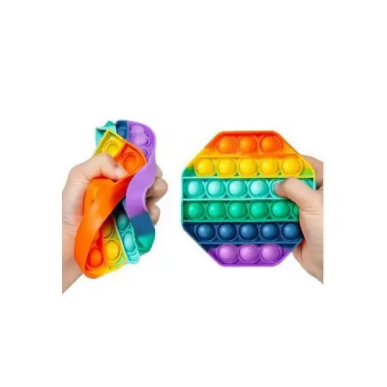 Link Rainbow Bubble Popper Sensory Fidget Toy Silicone Stress Reliever Toy Autism Special Needs - 4 Pack image {3}