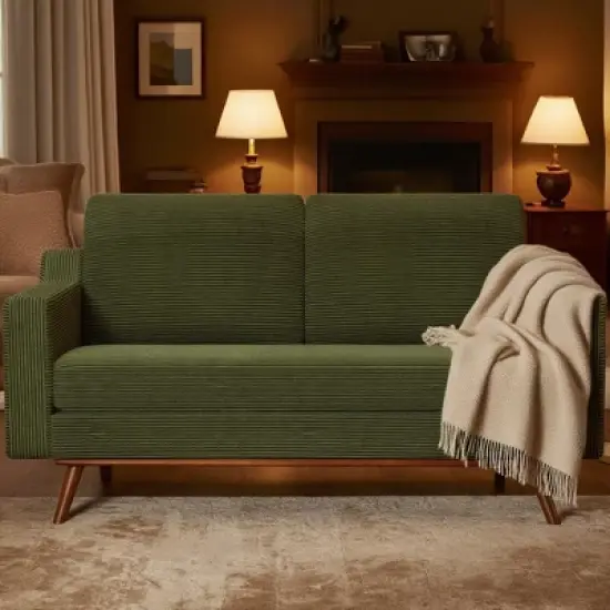 Dyonery 65.4" Comfy Loveseat Couches for Living Room Mid Century Modern Small Couch with Spring Cushion,Solid Wood Frame,Tool-Free Assembly image {12}