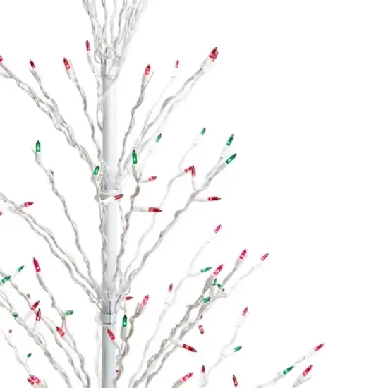 Northlight 4' Prelit Artificial Christmas Tree White Lighted Cascade Twig Outdoor Decoration - Multi-Color Lights image {8}