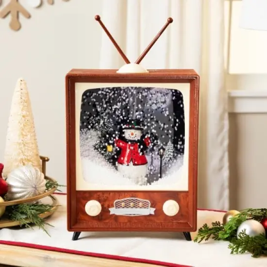 Northlight LED Lighted Musical Snowing Snowman TV Set Christmas Decoration - 12" image {1}