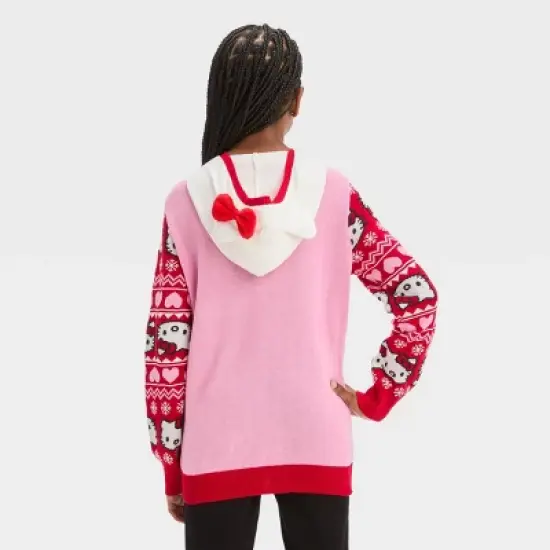 Girls' Hello Kitty Holiday Hooded Sweater - Red image {1}