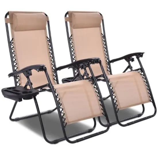 Tangkula 2PC Zero Gravity Chair Adjustable Recliners Textiliene image {10}