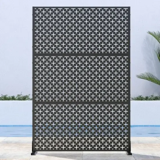 PexFix 72 in. H x 47 in. W Outdoor Metal Privacy Screen Garden Fence Symbol Pattern Wall Applique image {4}