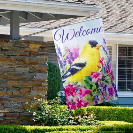 Northlight Welcome Yellow Finch Spring Outdoor House Flag 28" x 40" image {2}
