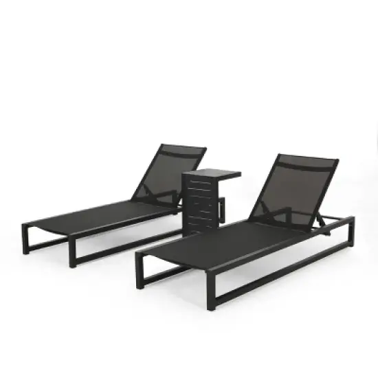 Christopher&nbsp;Knight&nbsp;Home Cherry Outdoor Adjustable Aluminum Chaise Lounge Set with C-Shaped Table image {1}
