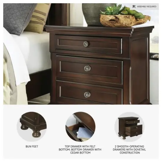 Signature Design by Ashley Porter Classic 2 Drawer Nightstand with Dovetail and Ball-bearing Construction, Dark Brown image {2}