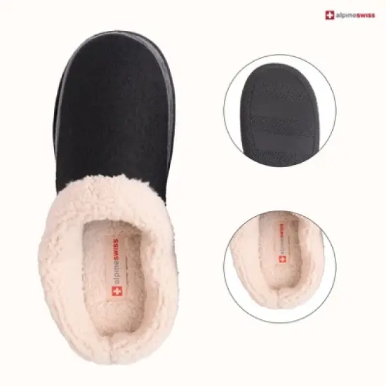 Alpine Swiss Paul Mens Memory Foam Fleece Clog Slippers House Shoes image {2}