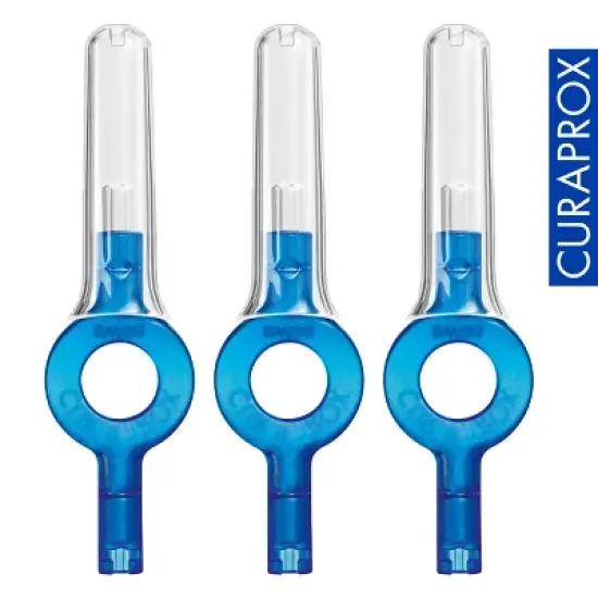 Curaprox UHS 409 Interdental Brush Holder Set, 3-Pack Blue with Protective Caps image {2}