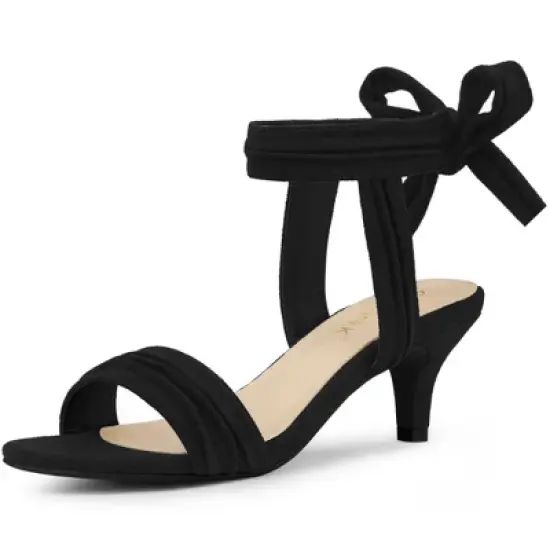 Perphy Women's Open Toe Ankle Tie Bridal Kitten Heels Sandals image {6}