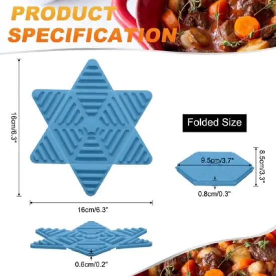 Unique Bargains Hexagon Star Heat Resistant Silicone Trivet Mat for Pots Coasters 2 Pcs image {1}