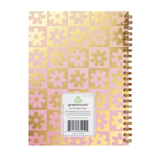 greenroom 6"x8" Spiral Notebook: Metallic Pattern Daisy Checkerboard image {1}