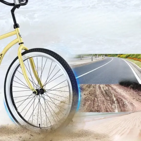 INFURNIC Bicycles, Men's Beach Cruiser Bike with Wide Wheels, Rear Coaster Brakes, Yellow, 69.29"*25.98"*39.37" image {3}