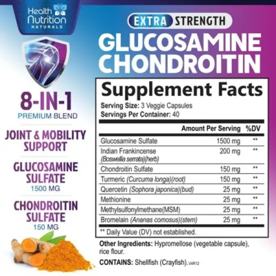 Glucosamine Chondroitin MSM Triple Strength Turmeric Joint Support 2100mg - 60 Capsules;120 Capsules;180 Capsules;240 Capsules image {1}