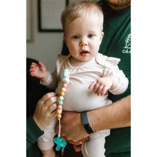 Loulou Lollipop Gem Silicone Pacifier Clip - Rainbow image {1}