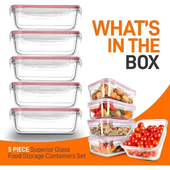 NutriChef 10-Piece High Borosilicate Glass Food Storage Containers Set (NCCLX5R9.5) image {6}