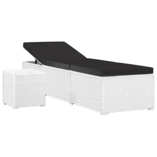 vidaXL Sun Lounger White PE rattan 76.8 in x 23.6 in x 12.2 in image {13}