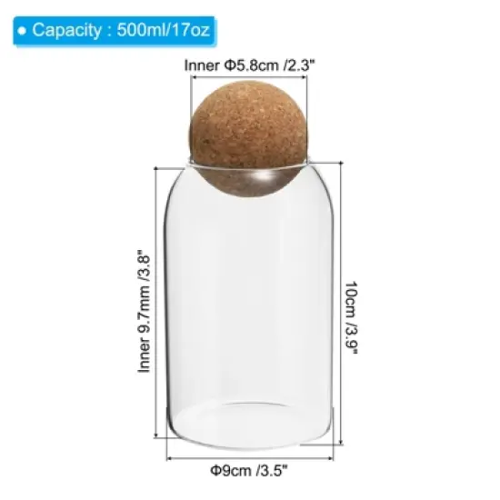 Unique Bargains Kitchen Food Glass Storage Container with Ball Cork image {1}