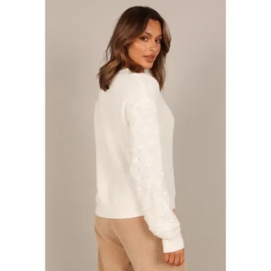 Petal and Pup Womens Katrina Textured Sleeve Crewneck Knit Sweater image {5}