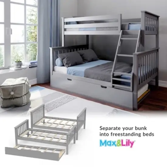 Max & Lily Twin over Full Bunk Bed with Trundle Bed image {4}