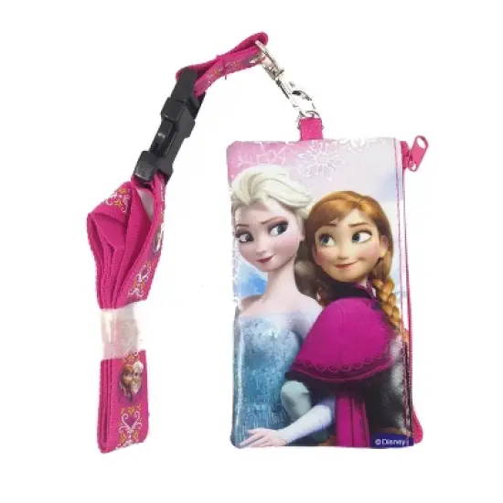 Disney Frozen Elsa and Anna Key Chain Lanyard Fastpass ID Ticket Holder Pink image {4}