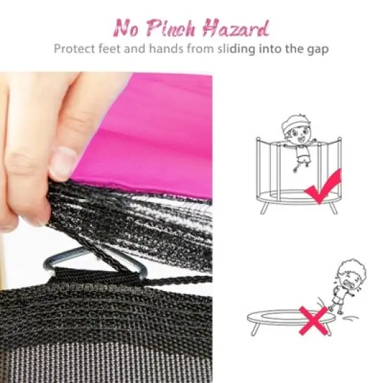 Whisen 65" Toddler Trampoline, Indoor & Outdoor Use, Enclosure, Basketball Hoop & Included Ball image {8}