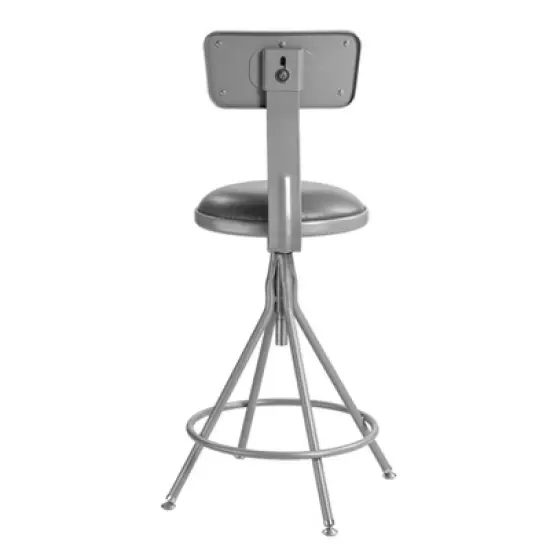 24"-30" Height Adjustable Heavy Duty Vinyl Padded Swivel Steel Accent Barstool with Backrest Gray - Hampden Furnishings image {4}