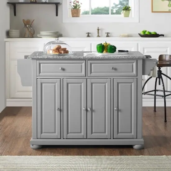 Alexandria Kitchen Island with Solid Granite Top Vintage Gray - Crosley image {6}