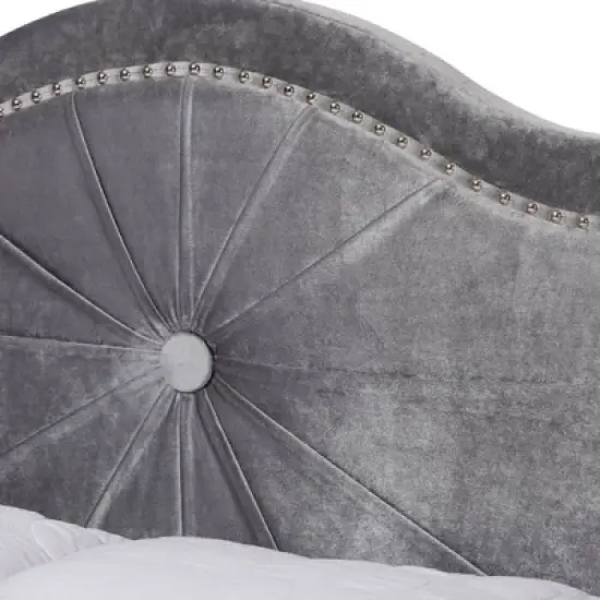 Embla Velvet Fabric Upholstered Bed - Baxton Studio image {3}