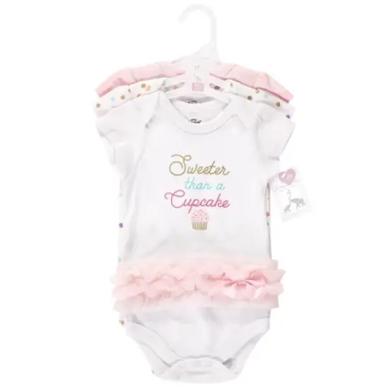 Little Treasure Baby Girl Cotton Bodysuits 3pk, Cupcake image {1}