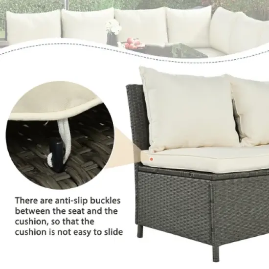 6 PCS Patio Outdoor Rattan Sectional Sofa Set, Conversation Seating Group with Cushions-ModernLuxe image {4}