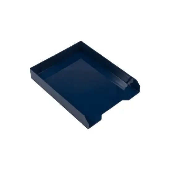JAM Paper Stackable Front Loading Letter Tray Letter Size Navy Blue Plastic 2/Pack (344NAA) image {5}