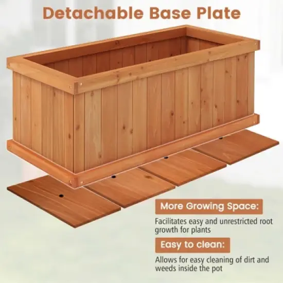 Costway Raised Garden Bed Fir Wood Rectangle Planter Box with Drainage Holes Orange image {6}