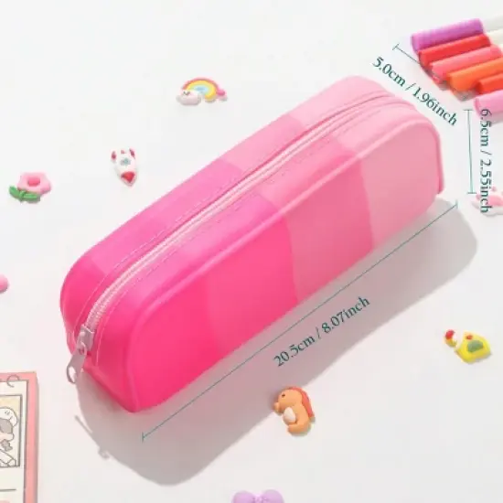 INFURNIC Pencil Cases Kids Large Capacity Waterproof Zipper Pouch Extra Big Pencil Bag for School Supplies Art Tools, Pink, 8.3"*2.8"*0.5" image {2}