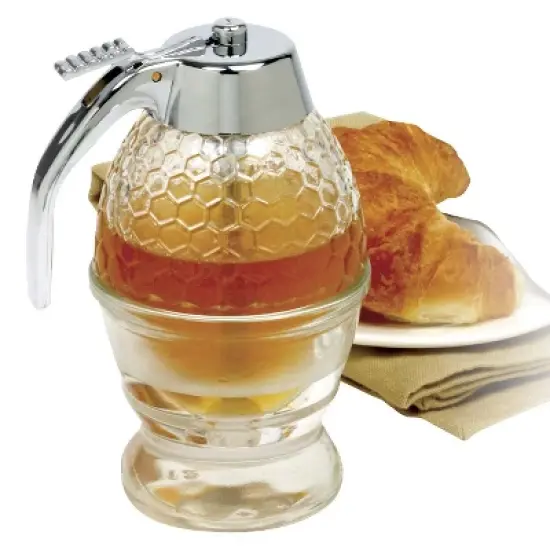Norpro Honey Dispenser 1 Cup: Glass Syrup Pitcher, 8 oz Capacity, Hand Wash, Silver & Clear Condiment Server image {7}