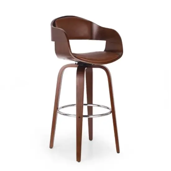 Clyo Mid-Century Modern Upholstered Swivel Barstool - Christopher Knight Home image {8}