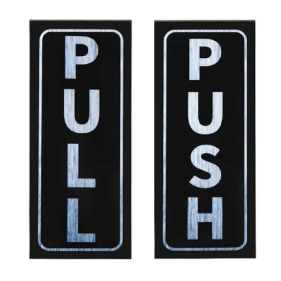 Unique Bargains PVC Self-Adhesive Waterproof Shop Push Pull Door Sign 1 Set image {6}
