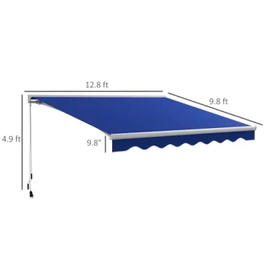 DSVIMOY Retractable Awning, 13'*10' Patio Awnings with Manual Crank Handle for Deck, Yard, Blue, 153.5"*118.1"*59.1" image {2}