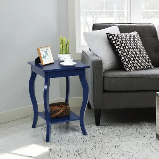 Costway Set of 2 NightStands Side Table End Table Accent Table w/ Shelf Indigo image {2}