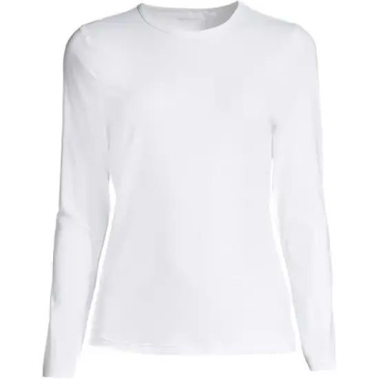 Lands' End Women's Long Crew Neck Long Sleeve Rash Guard UPF 50 Sun Protection Modest Swim Tee image {7}