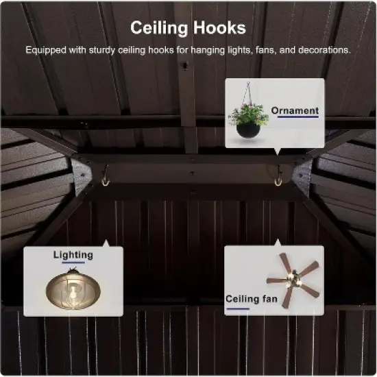 PURPLE LEAF Hardtop Gazebo Canopy with Netting and Curtains for Outdoor Deck Backyard Heavy Duty Metal Patio Permanent Pavilion image {4}