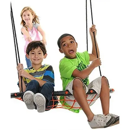 Swinging Monkey Giant 40 Inch Diameter 400 Pound Weight Capacity Spider Web Fabric Outdoor Tree Saucer Swing, Orange image {4}