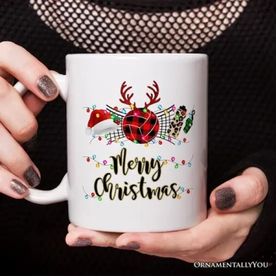 Volleyball Buffalo Plaid Christmas Mug, Team and Coaches Gift (Non-Custom)| OrnamentallyYou image {2}