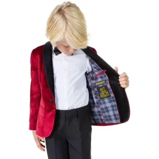 OppoSuits Deluxe Boys Blazer - Dinner Jacket - Burgundy - Red image {3}