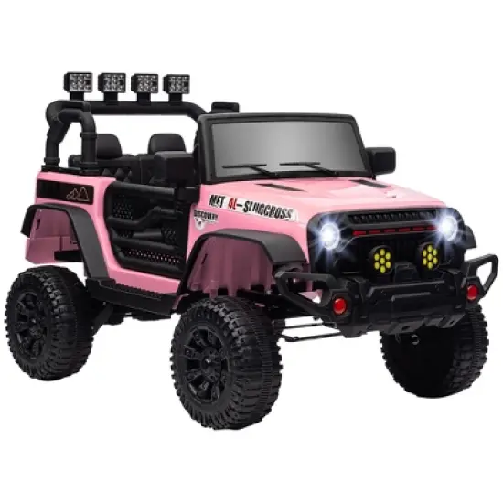 Qaba 12V Ride on Car, Ride on UTV, Battery Powered Toy Car with Bluetooth, Parent Remote, 4 Suspension Wheels, Music Horn LED Lights image {7}