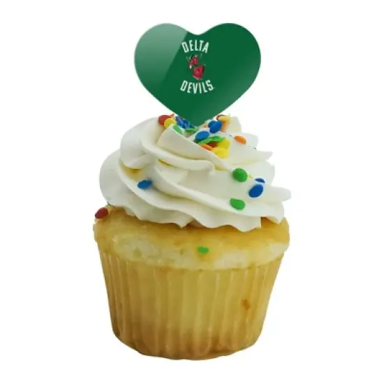 Mississippi Valley State University Delta Devils Logo Heart Love Cupcake Picks Toppers Decoration Set of 6 image {4}