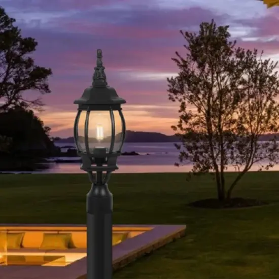 LamQee Outdoor Post Light Fixture with 3 in Pier Mount Base, Waterproof Lamp Post Pole Lights Outdoor for Garden image {10}